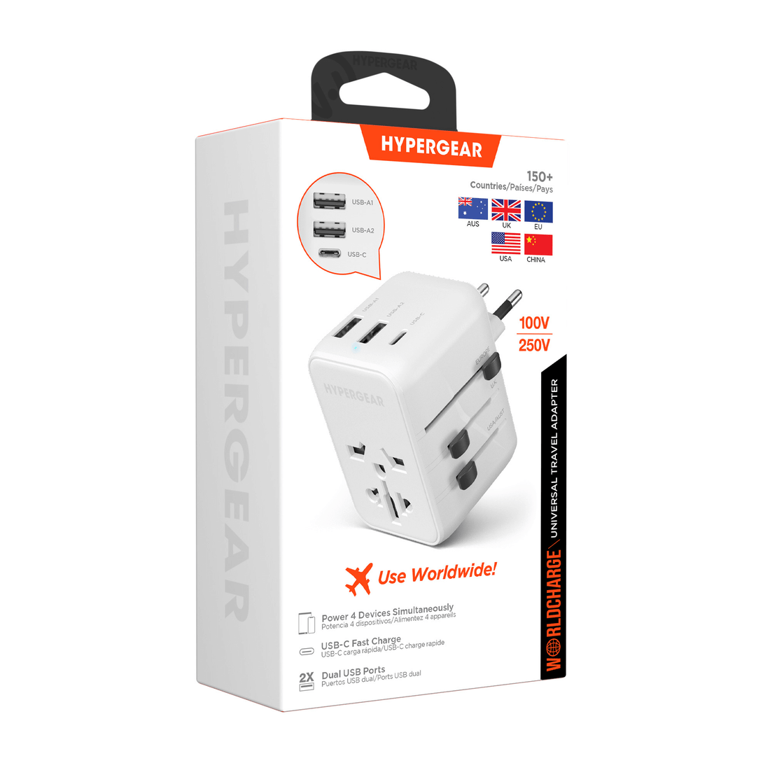 WorldCharge Universal Travel Adapter with USB-C