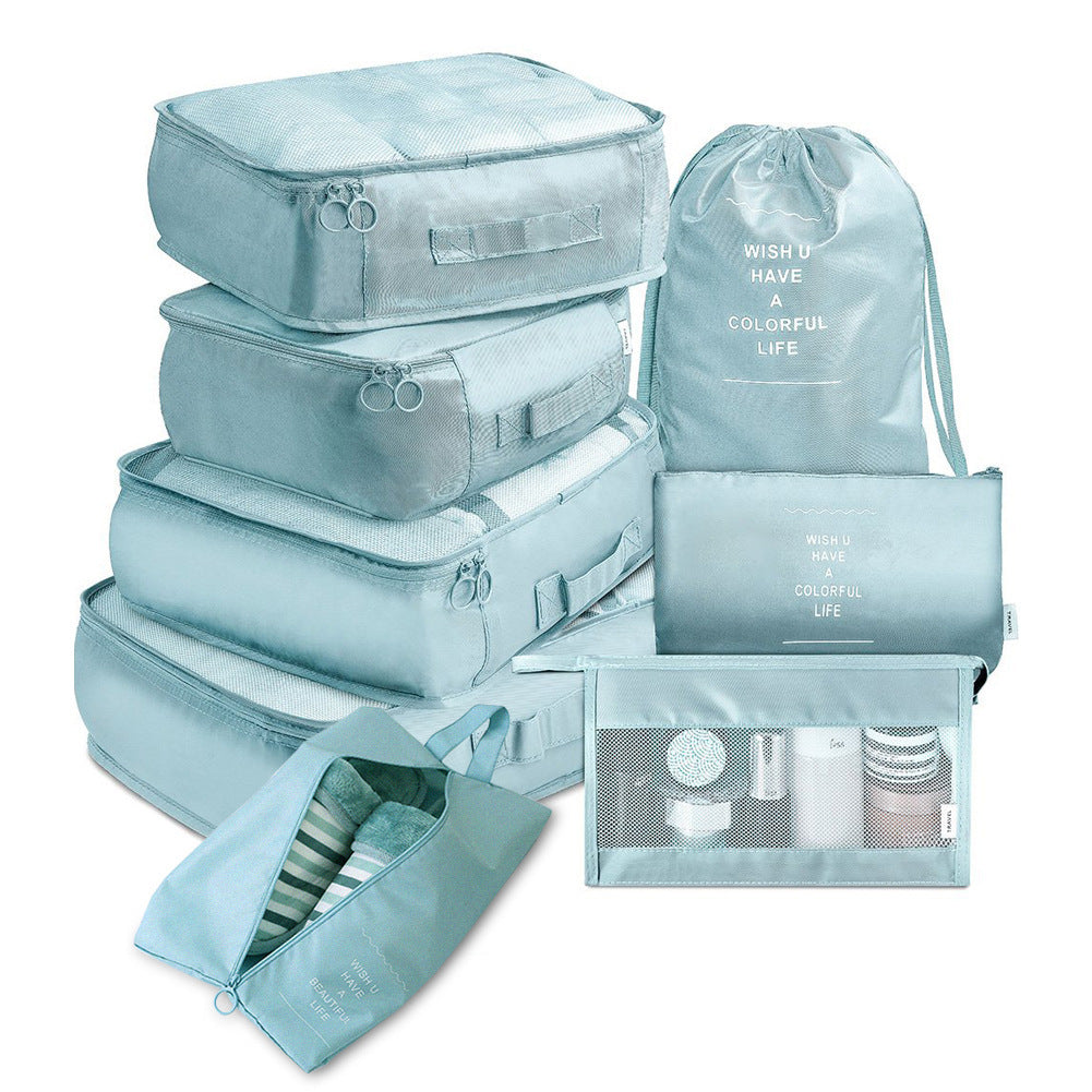 Eight Piece Luggage Divider Bag Set Travel Packing Cube Organizers Storage