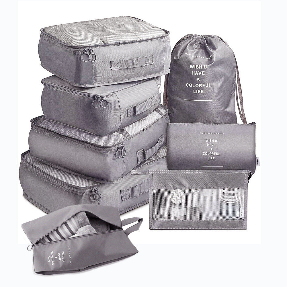 Eight Piece Luggage Divider Bag Set Travel Packing Cube Organizers Storage