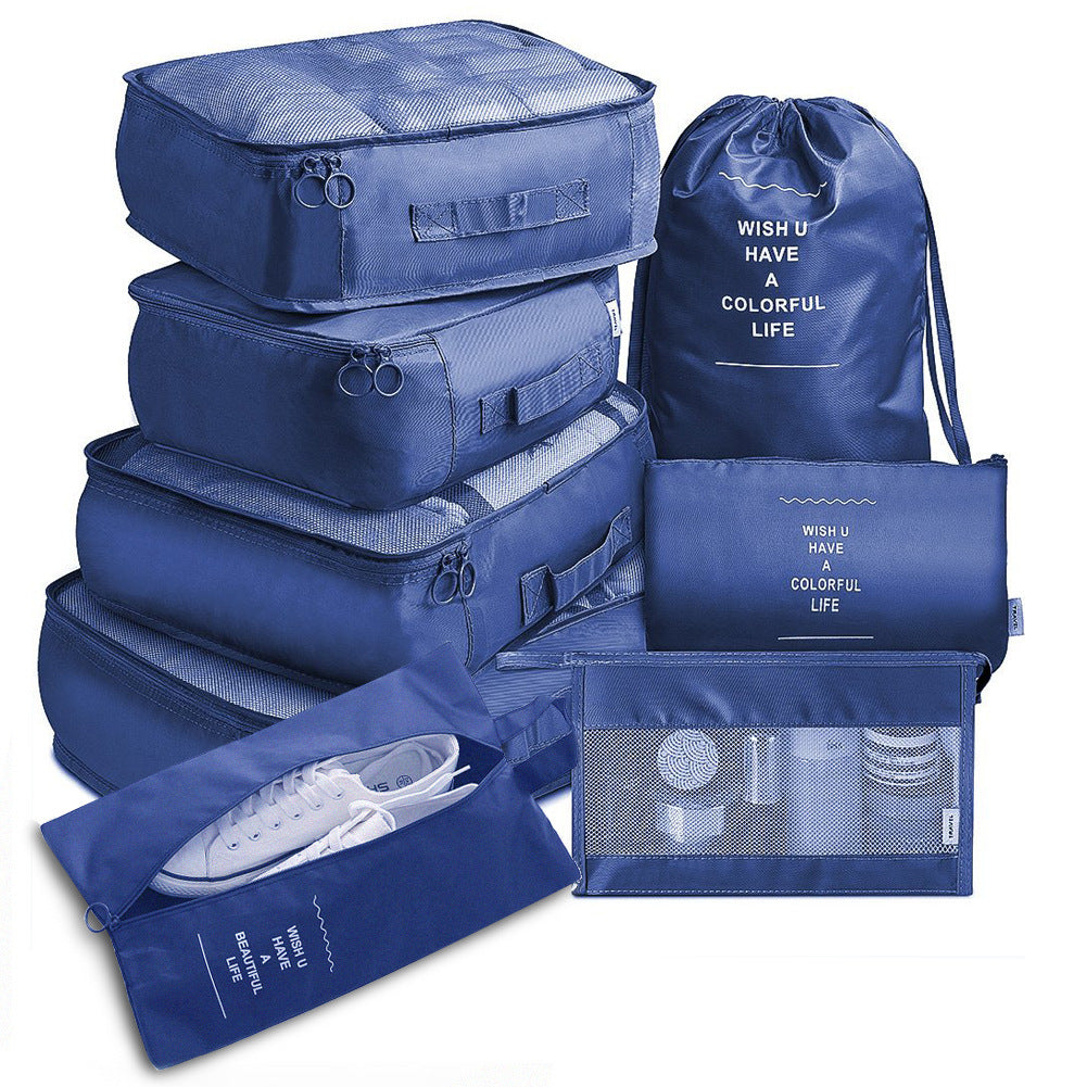 Eight Piece Luggage Divider Bag Set Travel Packing Cube Organizers Storage