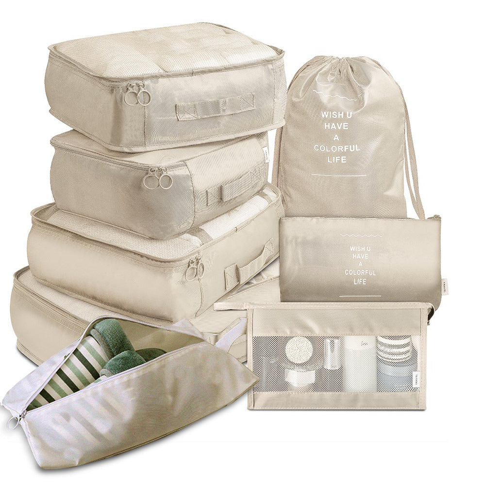 Eight Piece Luggage Divider Bag Set Travel Packing Cube Organizers Storage