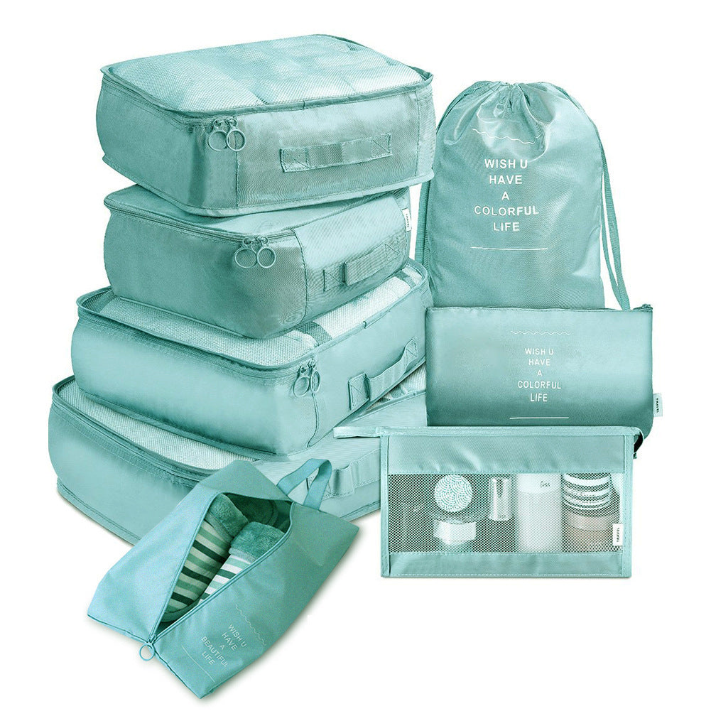 Eight Piece Luggage Divider Bag Set Travel Packing Cube Organizers Storage