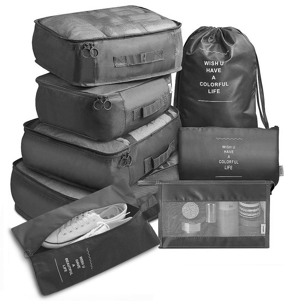 Eight Piece Luggage Divider Bag Set Travel Packing Cube Organizers Storage