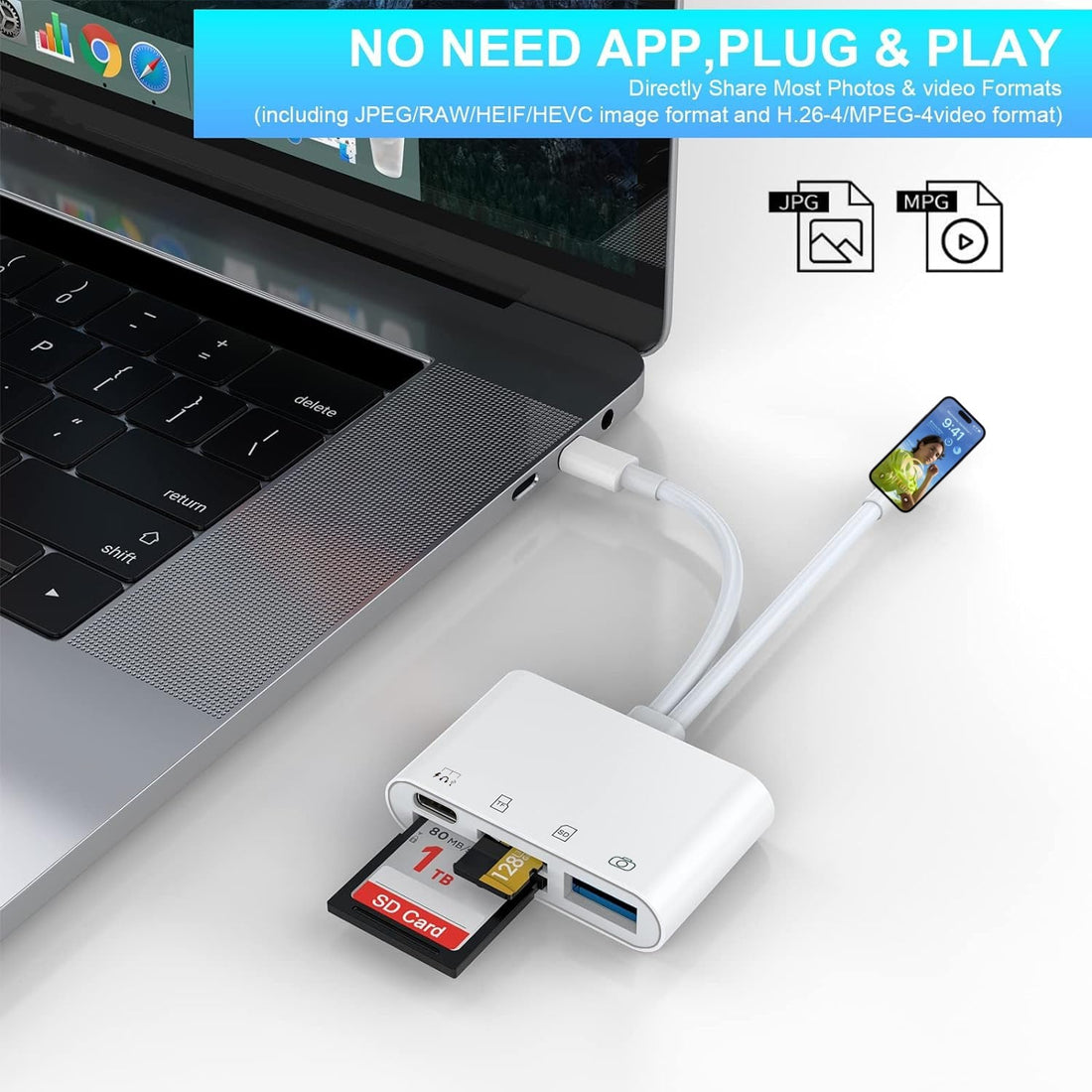 Four In Two Card Reader USB SD MicroSD Phone Adapter Converter