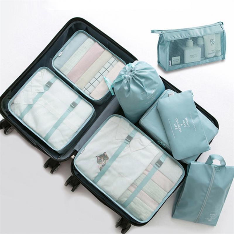 Eight Piece Luggage Divider Bag Set Travel Packing Cube Organizers Storage