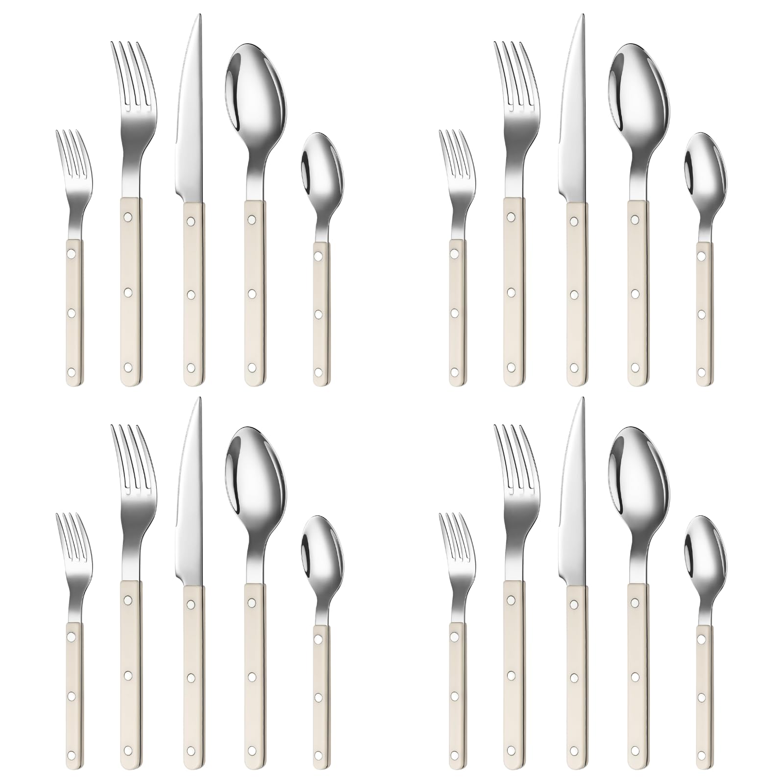 Cream Cutlery Set of 20 –18/8 Stainless Steel Flatware