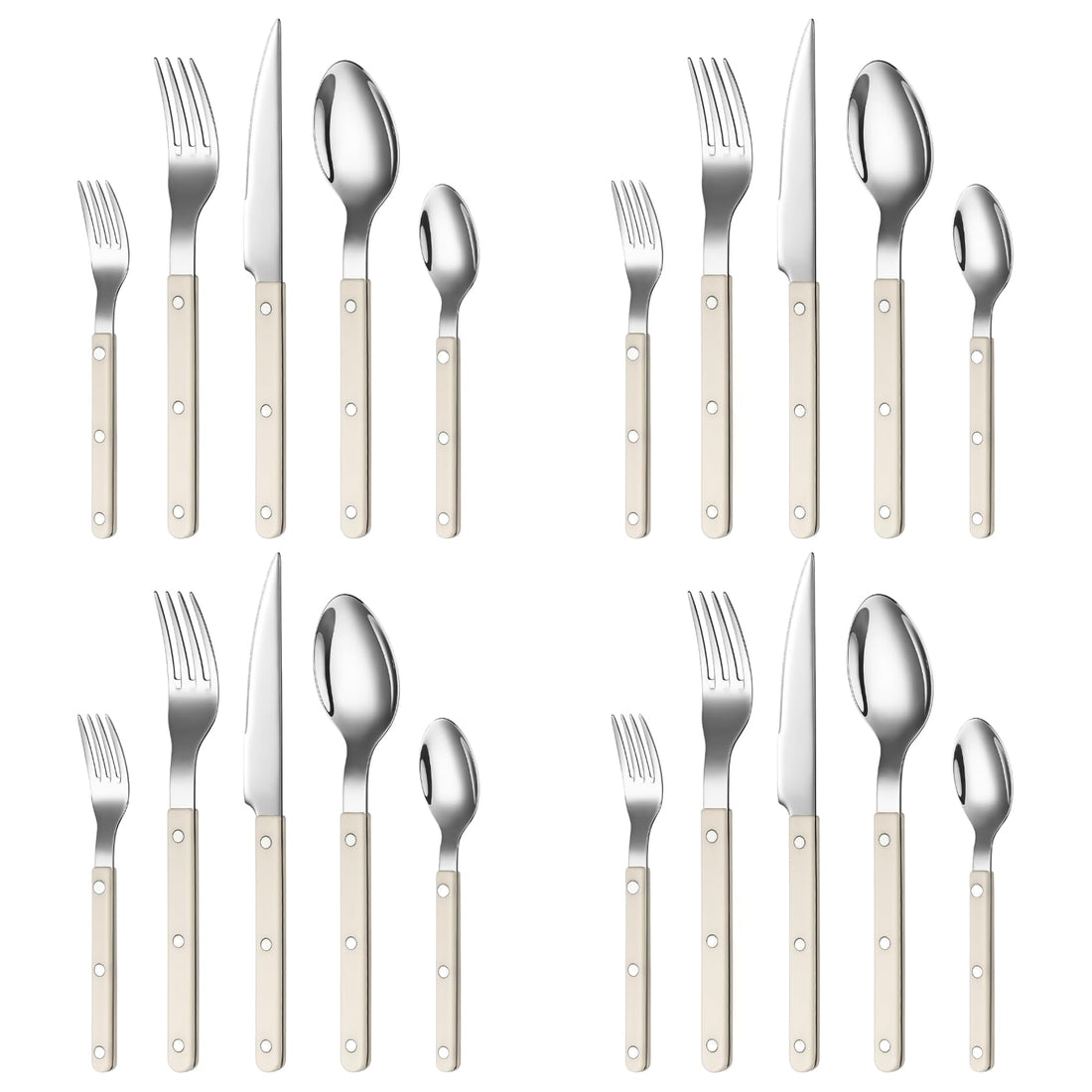 Cream Cutlery Set of 20 –18/8 Stainless Steel Flatware