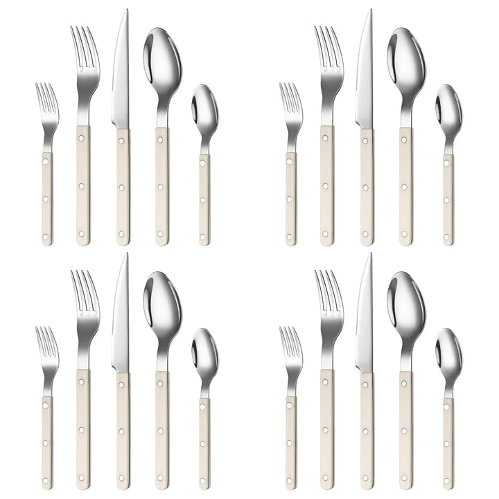 Cream Cutlery Set of 20 –18/8 Stainless Steel Flatware