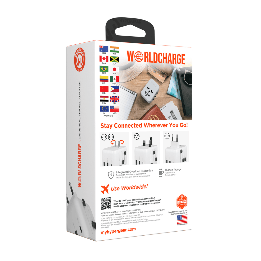 WorldCharge Universal Travel Adapter with USB-C
