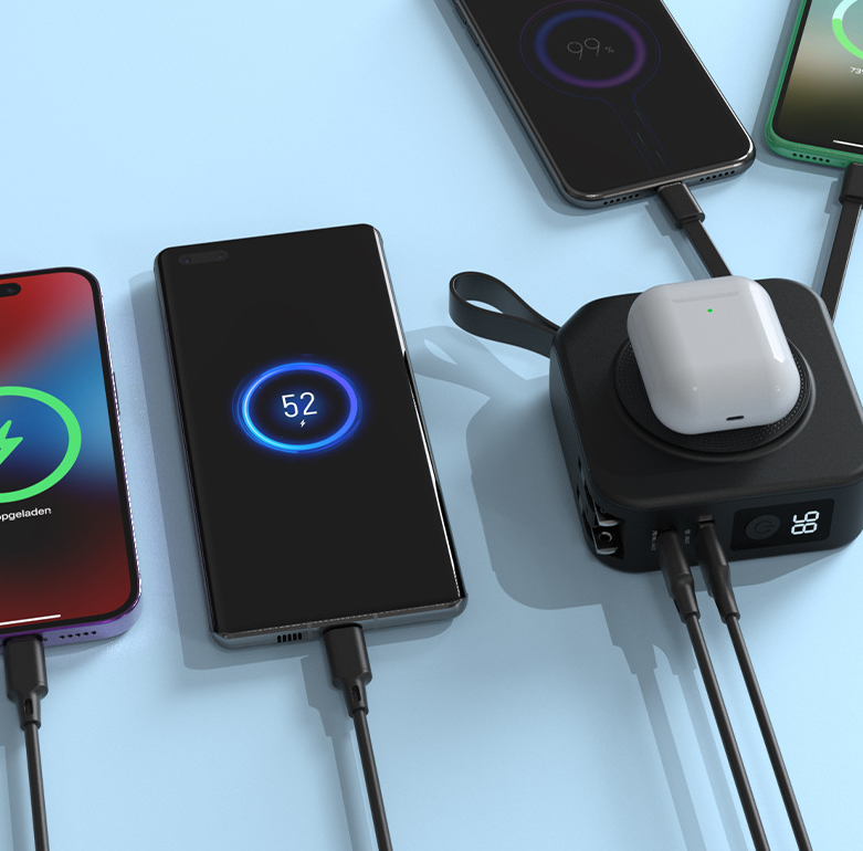 Five In One Magnetic Wireless Power Bank Portable Fast Travel Charger