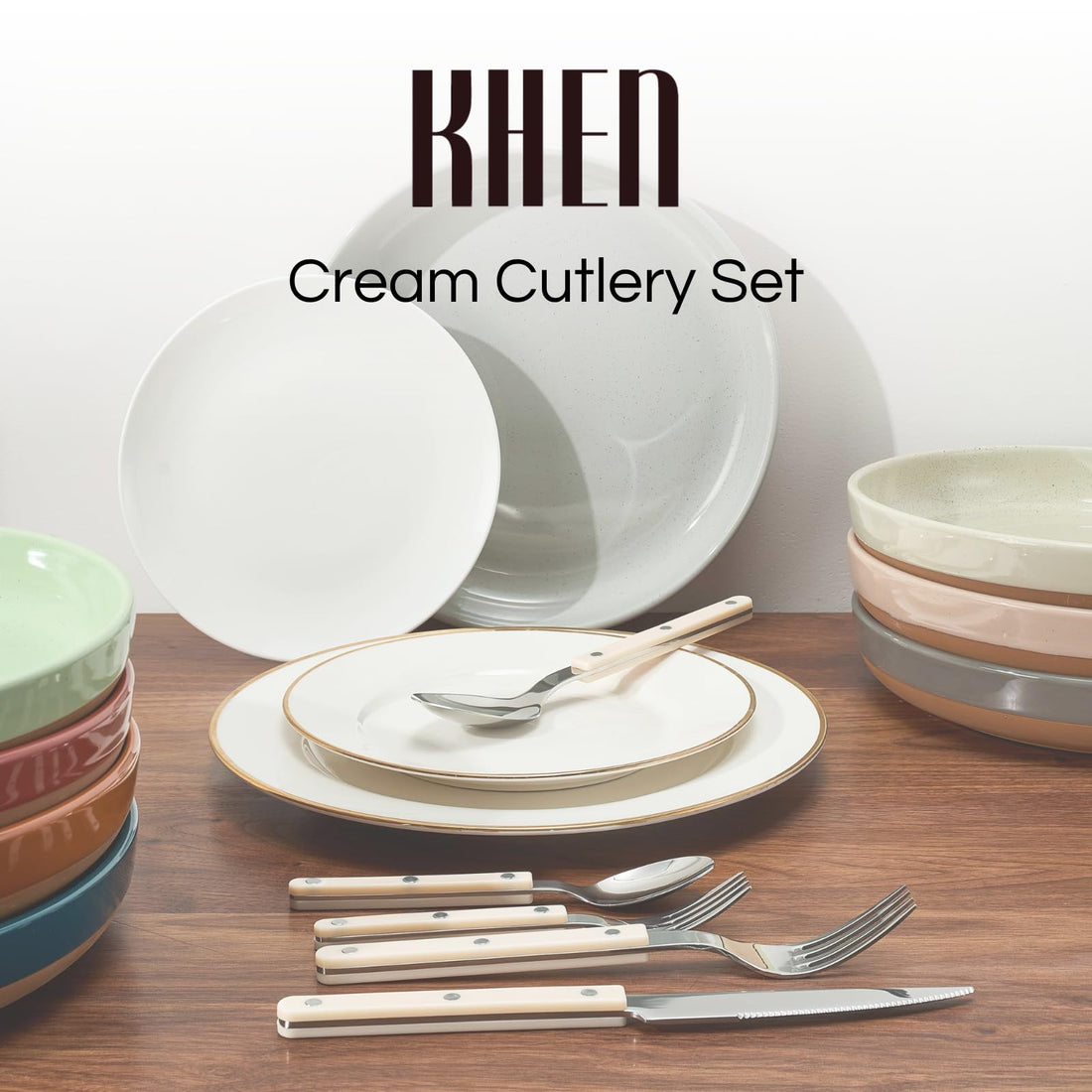Cream Cutlery Set of 20 –18/8 Stainless Steel Flatware