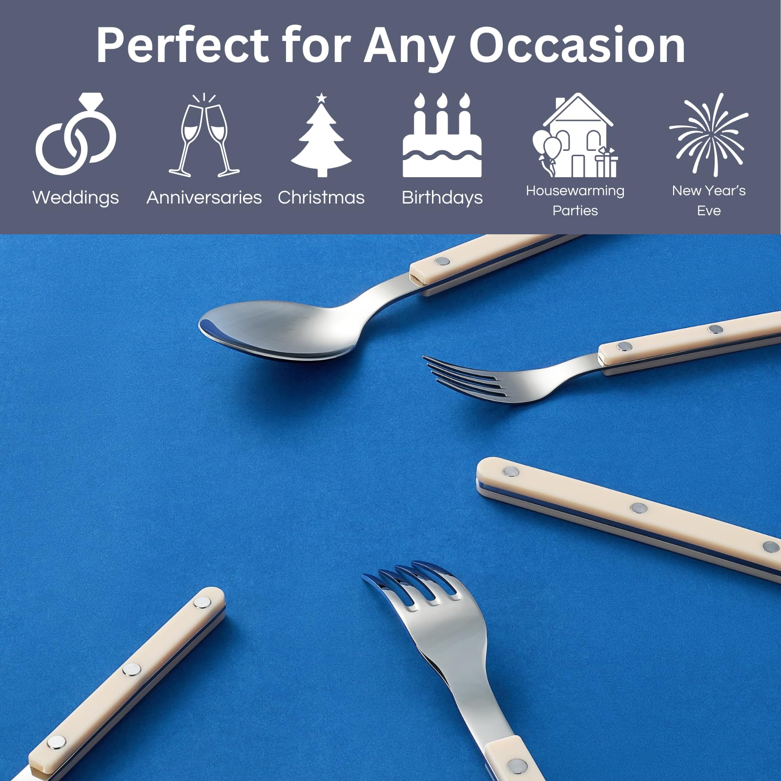 Cream Cutlery Set of 20 –18/8 Stainless Steel Flatware