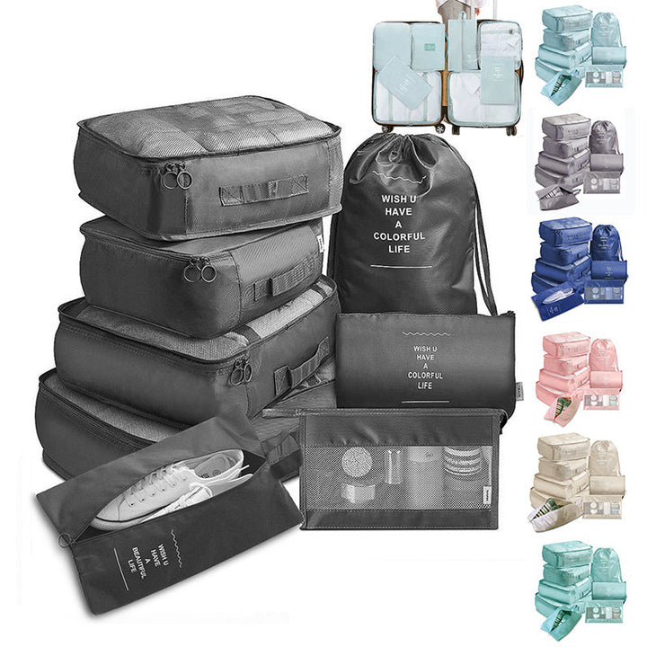 Eight Piece Luggage Divider Bag Set Travel Packing Cube Organizers Storage