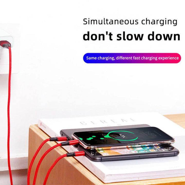 Three In One USB Charging Cable Type C Multiport Fast Charger