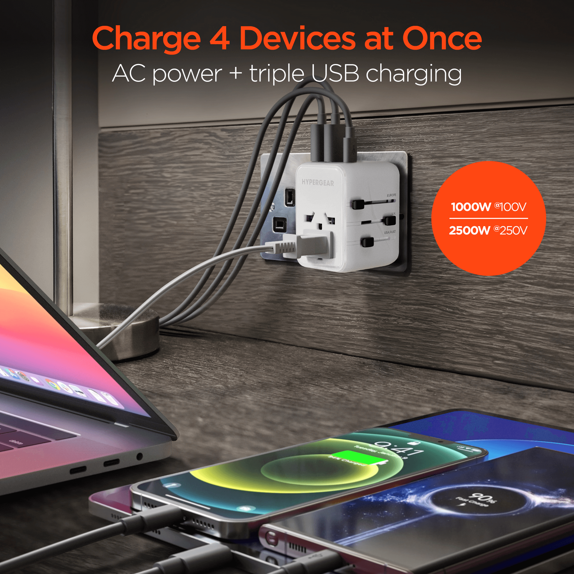 WorldCharge Universal Travel Adapter with USB-C