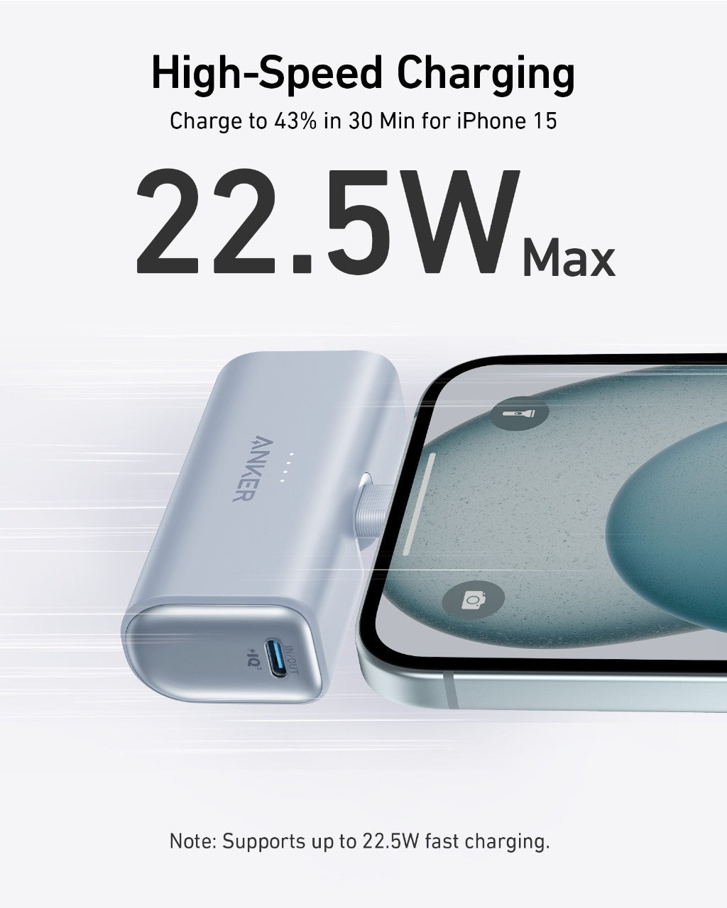 Nano Power Bank (22.5W, Built-In USB-C Connector)