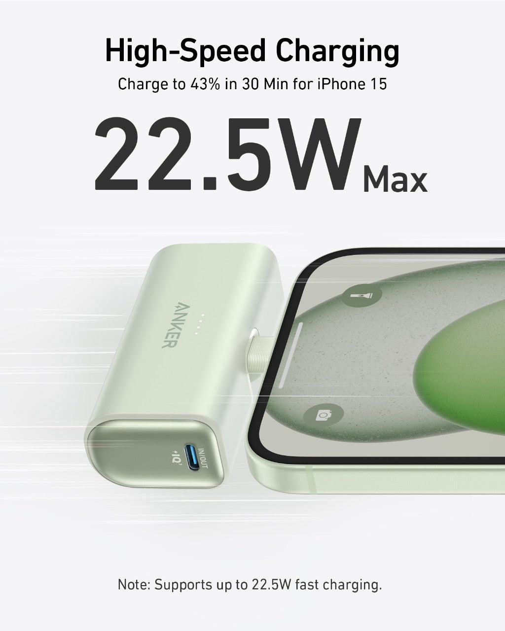 Nano Power Bank (22.5W, Built-In USB-C Connector)