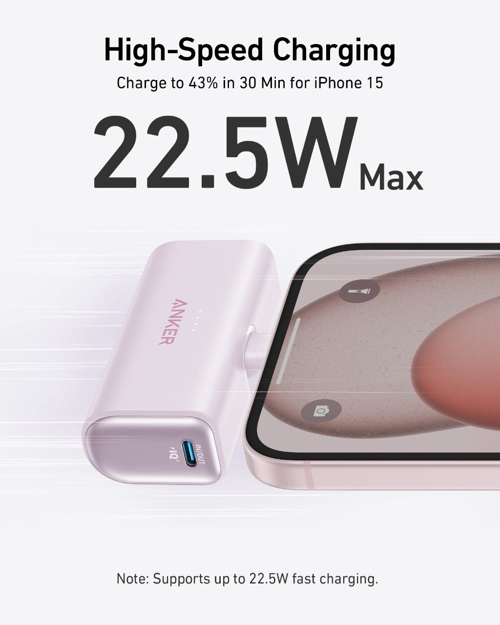 Nano Power Bank (22.5W, Built-In USB-C Connector)