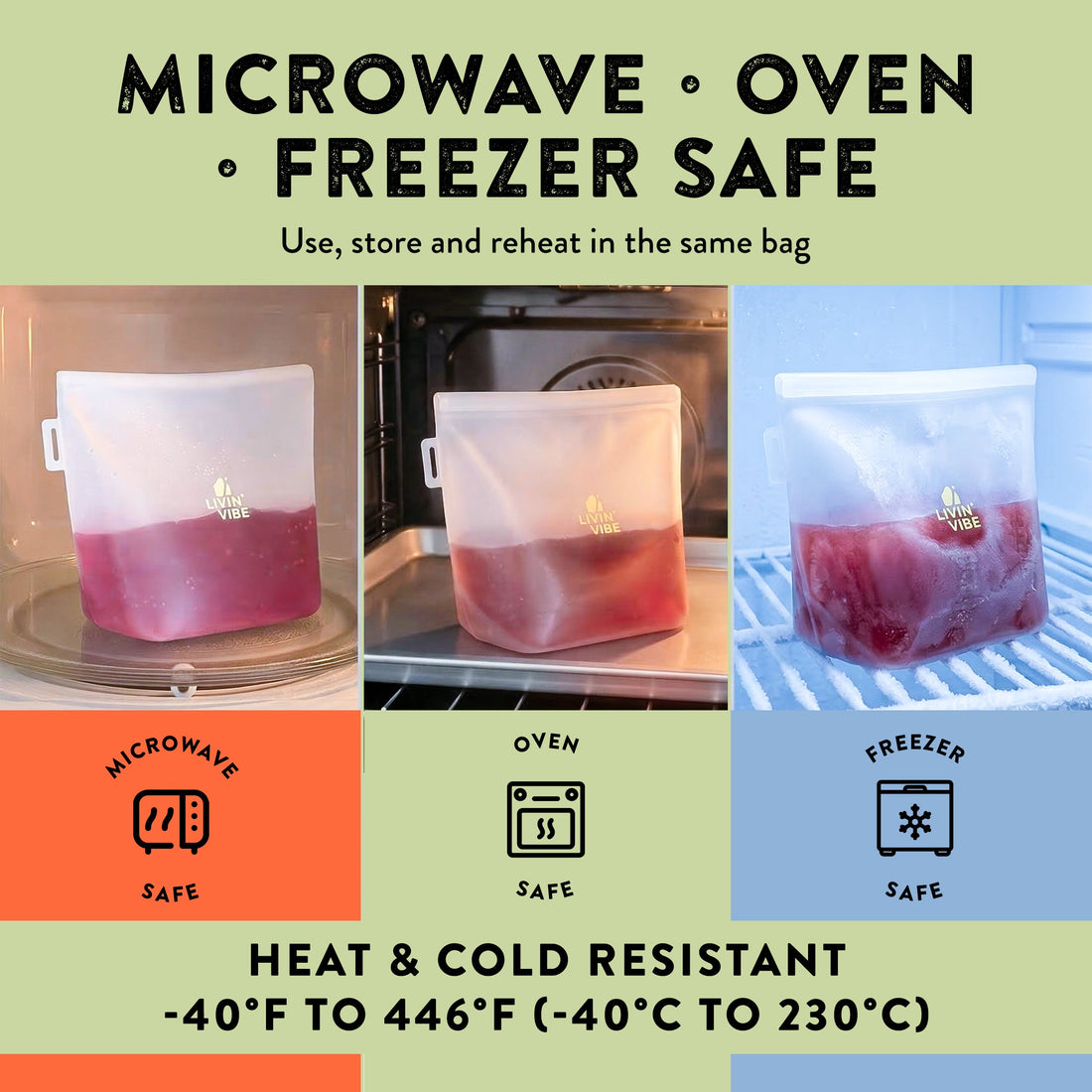 Reusable Silicone Food Storage Bags Set Multicolor Leakproof Kitchen Containers