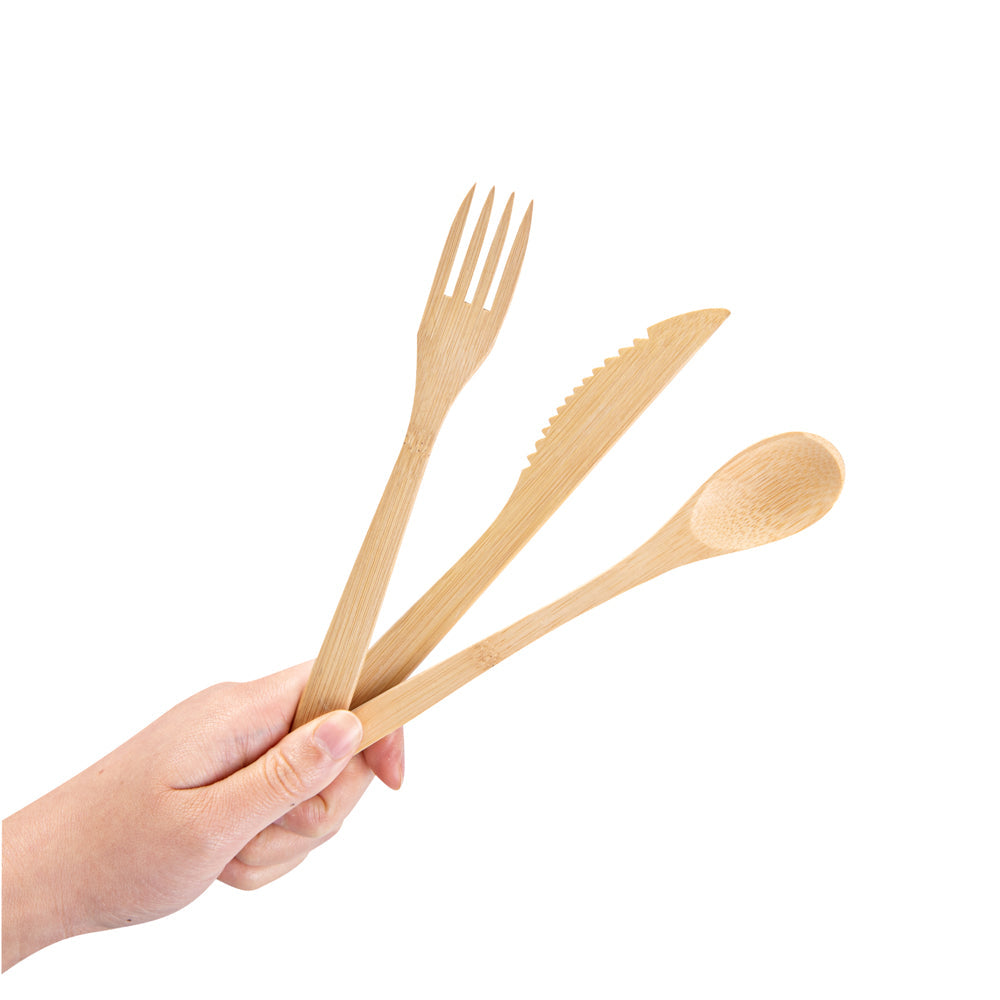 Natural Bamboo Cutlery Set - 8" x 1 1/2" x 1 1/4" - 100 count box