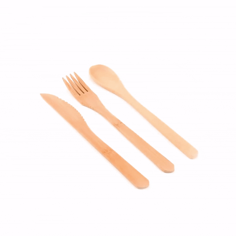 Natural Bamboo Cutlery Set - 8" x 1 1/2" x 1 1/4" - 100 count box