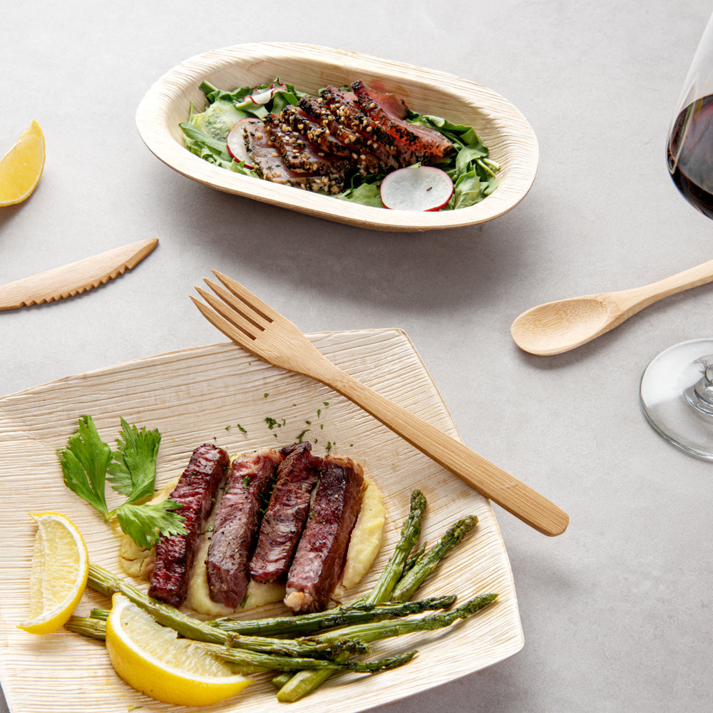Natural Bamboo Cutlery Set - 8" x 1 1/2" x 1 1/4" - 100 count box