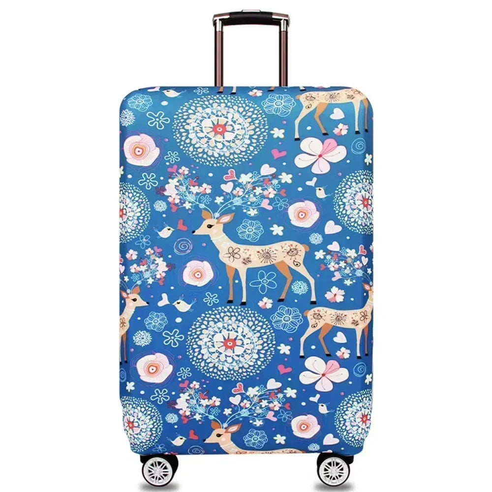Washable Stretch Luggage Cover Geometric Print Suitcase Protector Travel Accessory Case