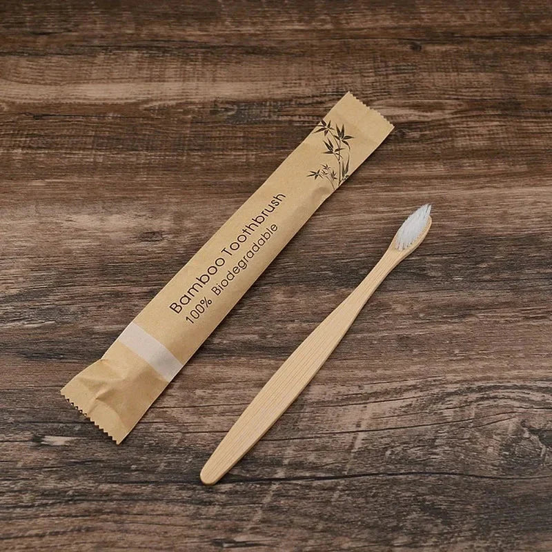 Eco Friendly Bamboo Toothbrush Set Reusable Portable Soft Bristle Travel Brushes