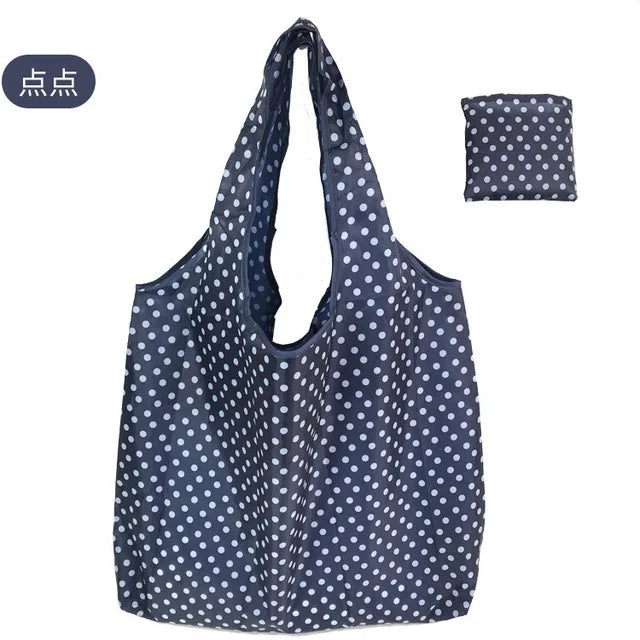 Foldable Reusable Grocery Tote Bag Lemon Print Travel Beach Pouch