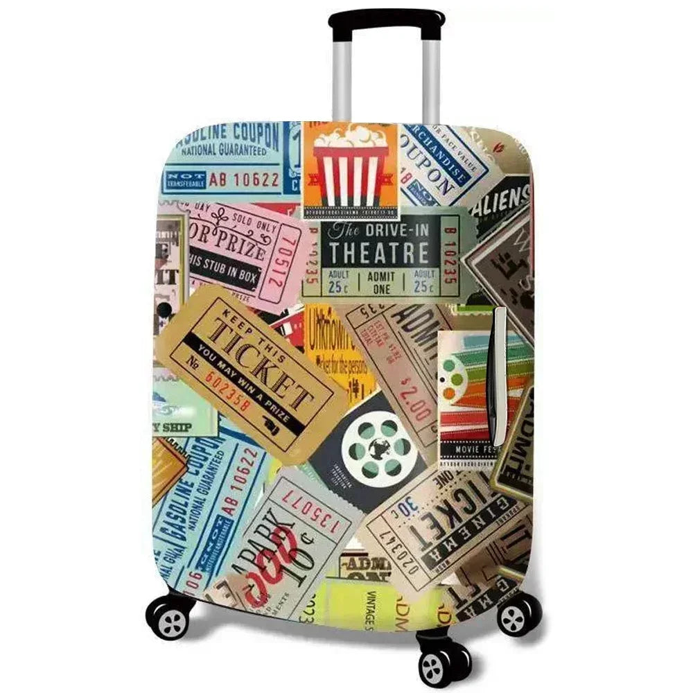 Washable Stretch Luggage Cover Geometric Print Suitcase Protector Travel Accessory Case
