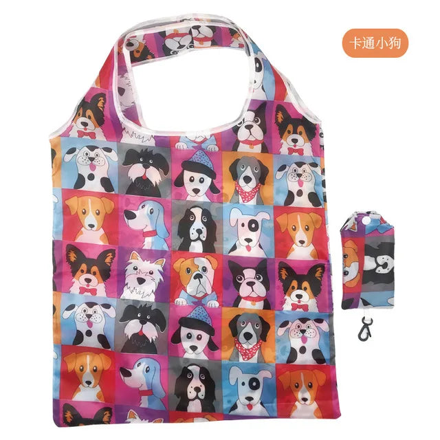 Foldable Reusable Grocery Tote Bag Lemon Print Travel Beach Pouch