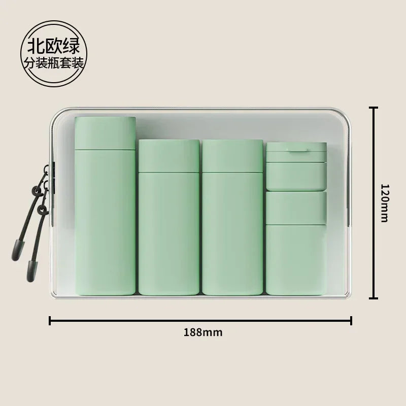 Five Piece Travel Bottle Set Soft Touch Refillable Toiletry Dispensers