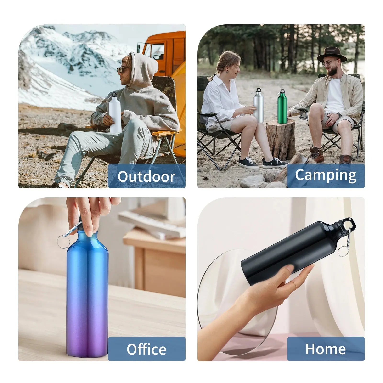 750mL Aluminum Water Bottle Reusable Leakproof