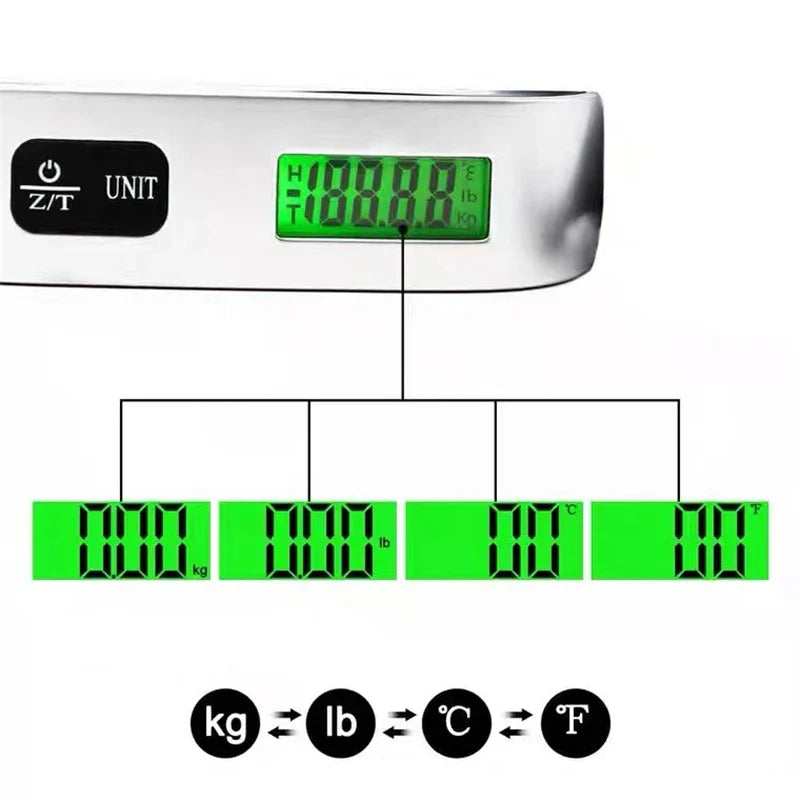 Portable Luggage Scale 110lb/50kg Digital LCD Hanging Travel Bag Scale with Backlight & Tare