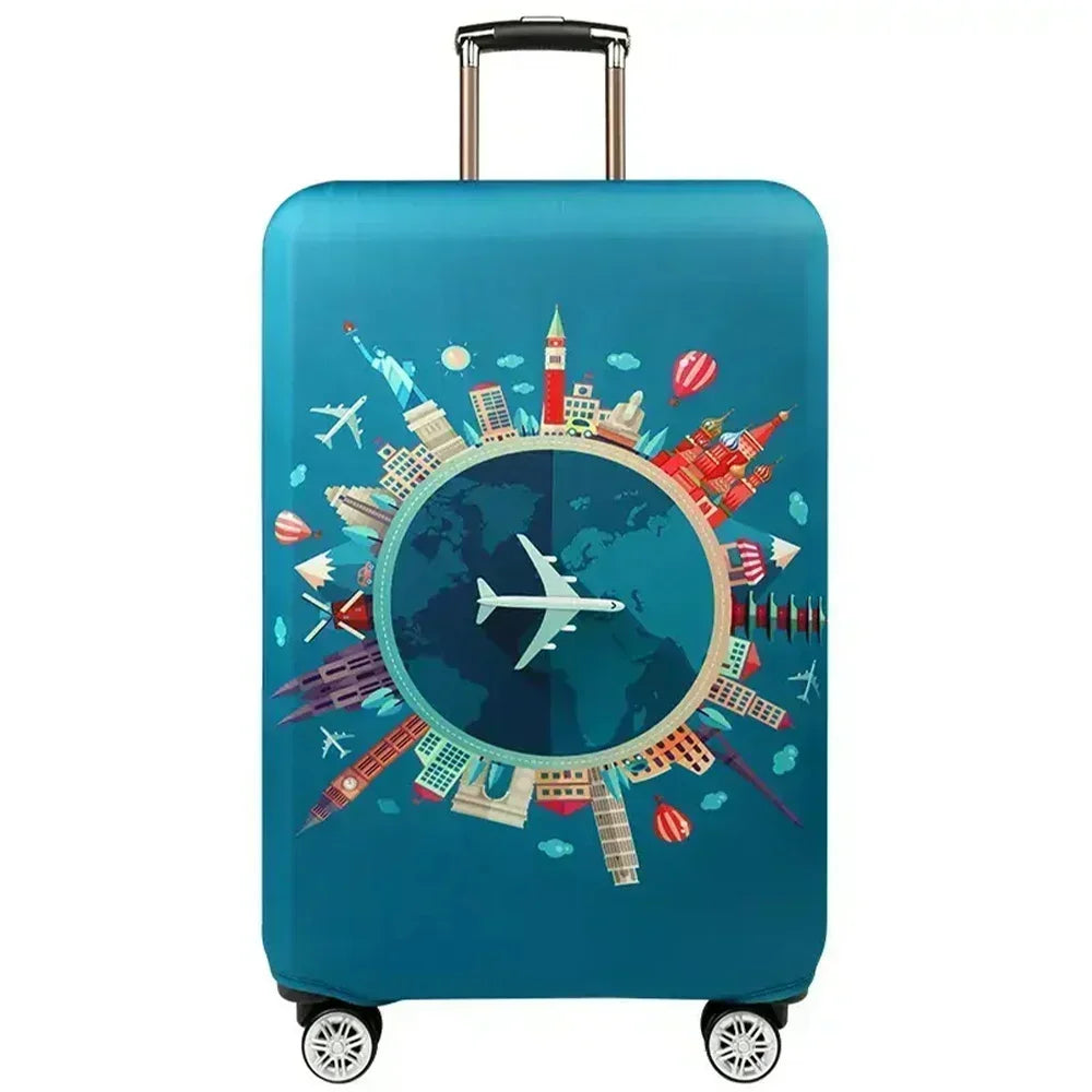 Washable Stretch Luggage Cover Geometric Print Suitcase Protector Travel Accessory Case