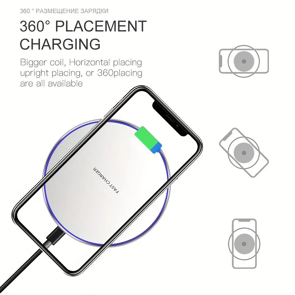 30W Wireless Charger Pad Fast Qi Charging Dock for Smartphones Devices