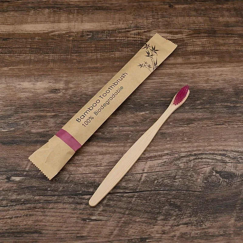 Eco Friendly Bamboo Toothbrush Set Reusable Portable Soft Bristle Travel Brushes