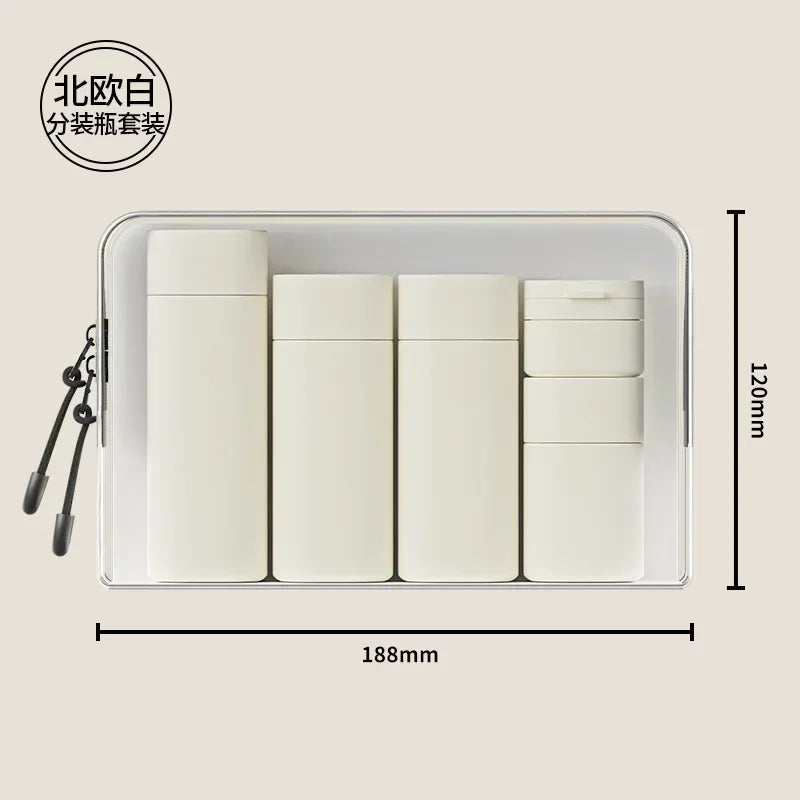 Five Piece Travel Bottle Set Soft Touch Refillable Toiletry Dispensers