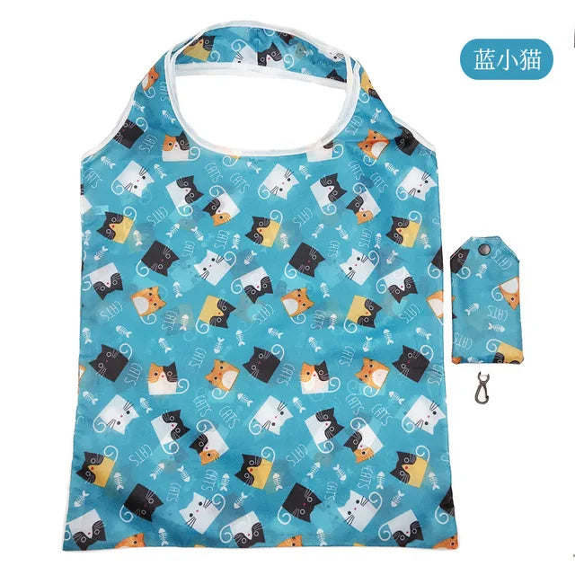 Foldable Reusable Grocery Tote Bag Lemon Print Travel Beach Pouch