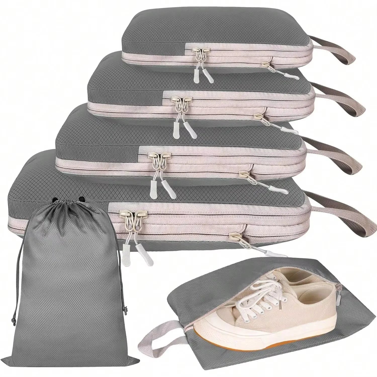 Compressible Waterproof Packing Cubes Portable Travel Luggage Handbag Storage Organizer Set