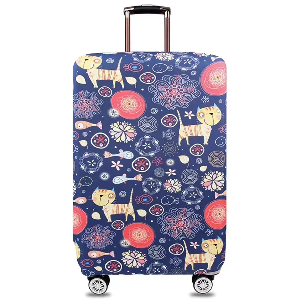 Washable Stretch Luggage Cover Geometric Print Suitcase Protector Travel Accessory Case