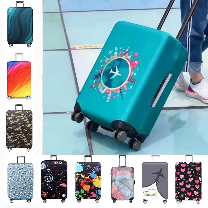 Washable Stretch Luggage Cover Geometric Print Suitcase Protector Travel Accessory Case