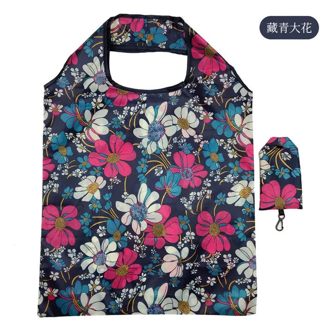 Foldable Reusable Grocery Tote Bag Lemon Print Travel Beach Pouch