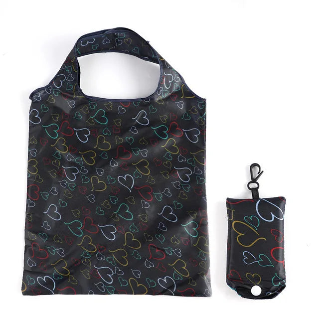 Foldable Reusable Grocery Tote Bag Lemon Print Travel Beach Pouch
