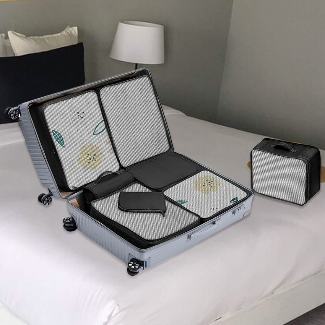 Lightweight Packing Cubes Set with Toiletries Bag Travel Suitcase Organizers Essentials