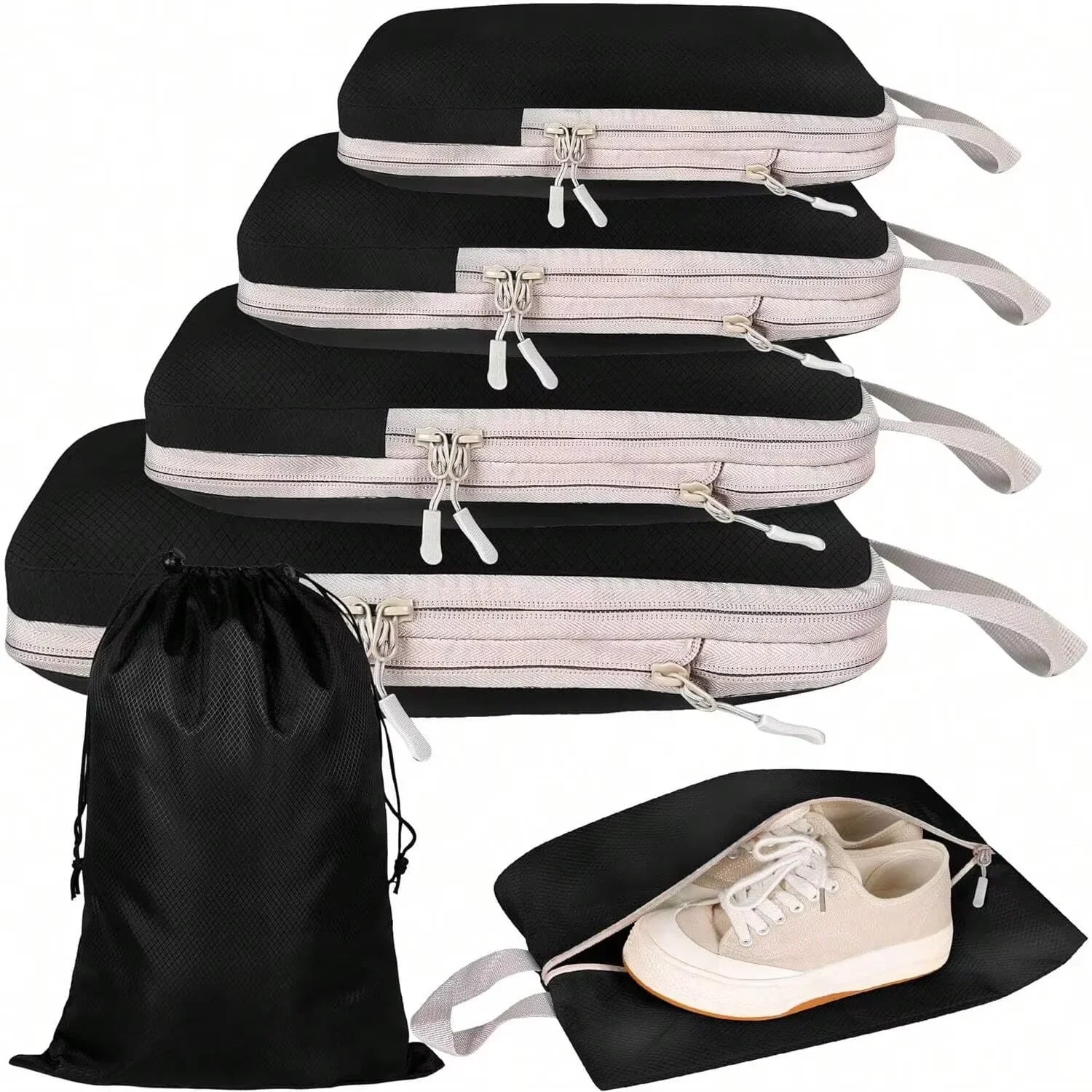 Compressible Waterproof Packing Cubes Portable Travel Luggage Handbag Storage Organizer Set