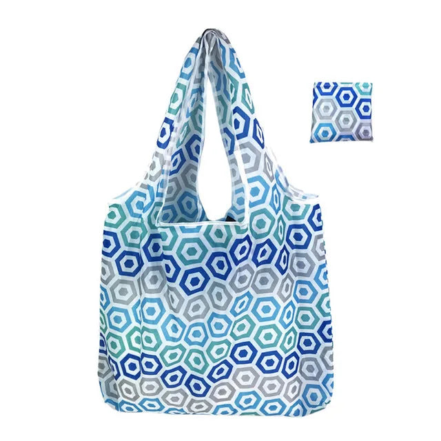 Foldable Reusable Grocery Tote Bag Lemon Print Travel Beach Pouch