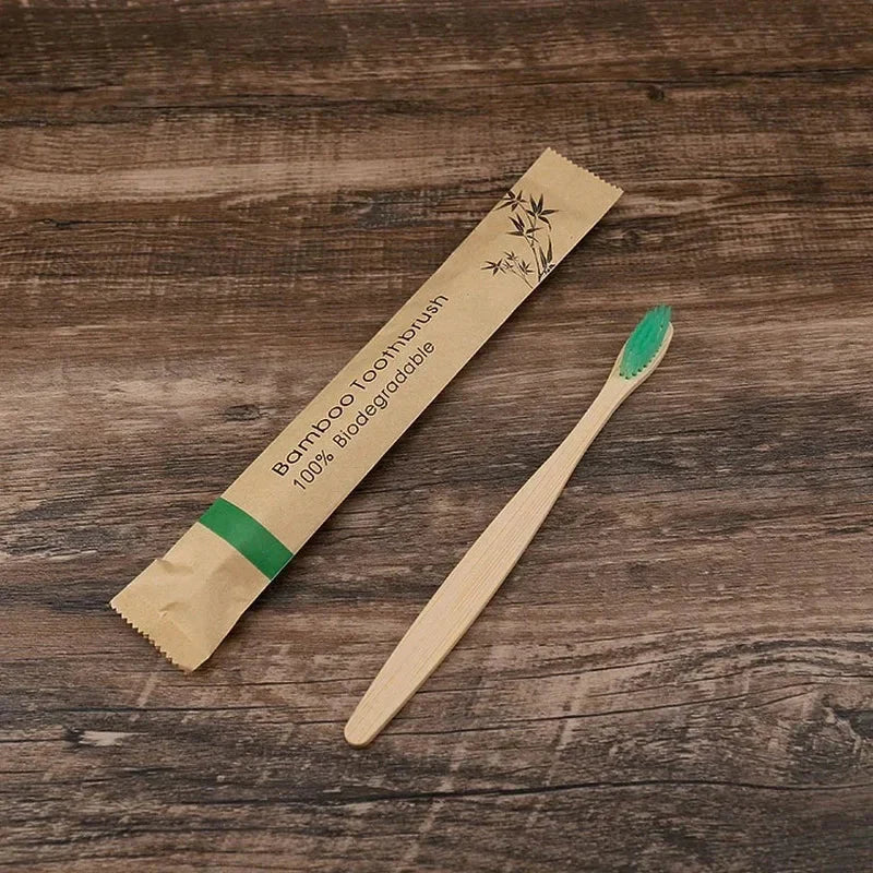 Eco Friendly Bamboo Toothbrush Set Reusable Portable Soft Bristle Travel Brushes