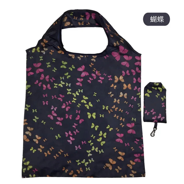 Foldable Reusable Grocery Tote Bag Lemon Print Travel Beach Pouch