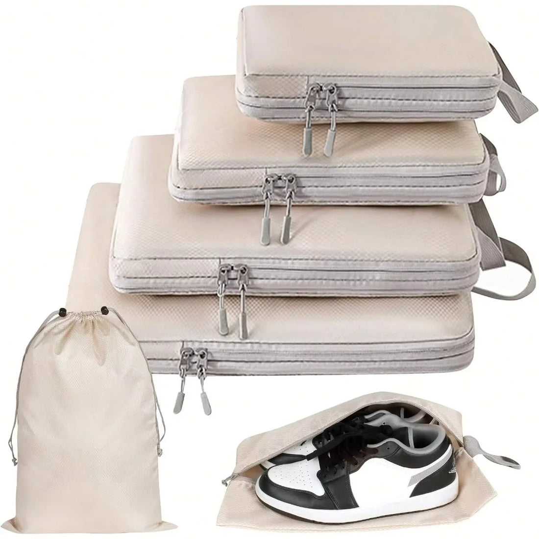 Compressible Waterproof Packing Cubes Portable Travel Luggage Handbag Storage Organizer Set